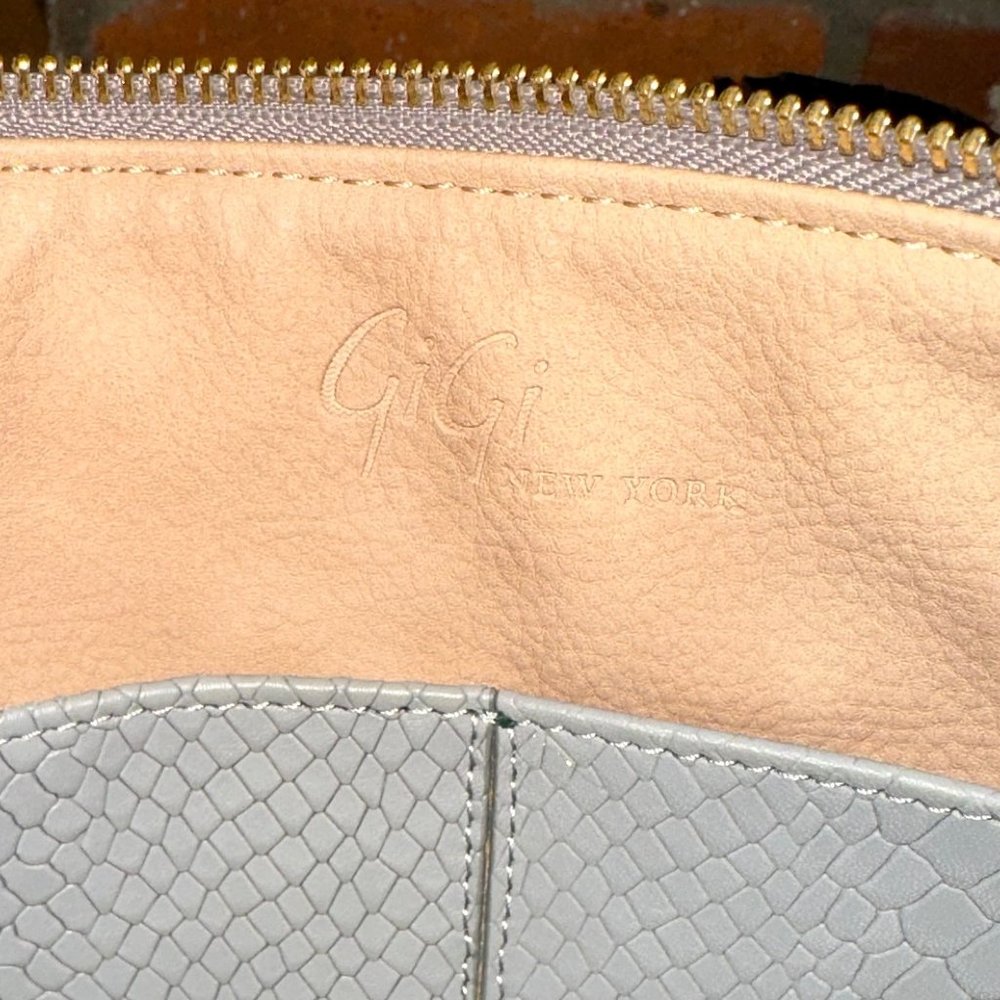 GiGi UBER Python Embossed Leather Clutch In Stone - Picture 6 of 6